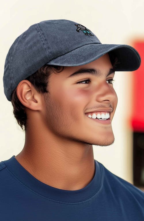 Dalix Werewolf Embroidered Dad Hat In Washed Navy Blue