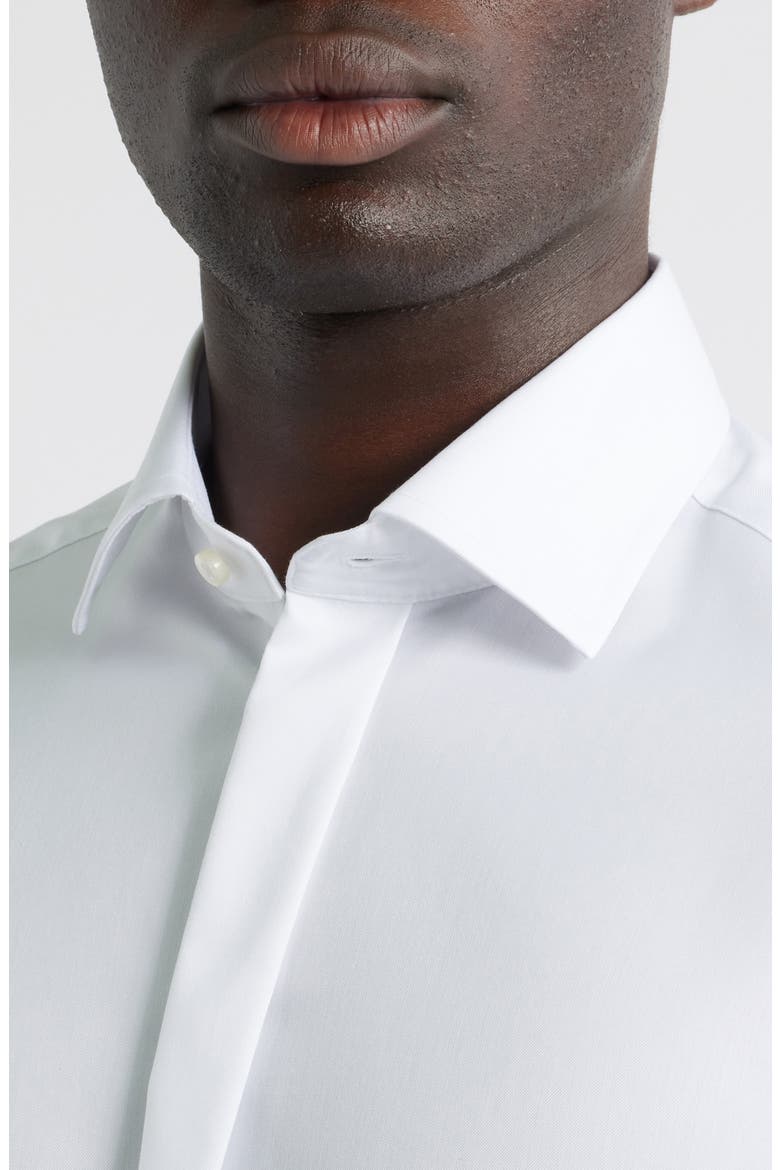 Luxury Covered Placket Non-Iron Dress Shirt, Alternate, color, WHITE