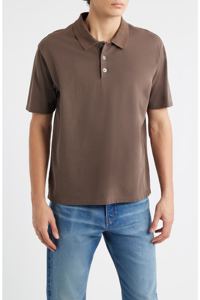 Washed Cotton Piqué Polo, Main, color, ANTIQUE CAFE