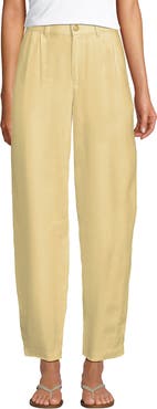 Lands' End Linen High Rise Pleated Barrel Leg Pants