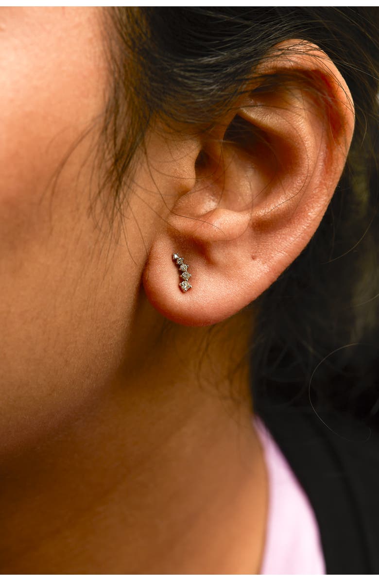 Haus of Brilliance 10K White Gold 1/10 Ct Diamond Journey Style Climber Stud Earrings, Alternate, color, White