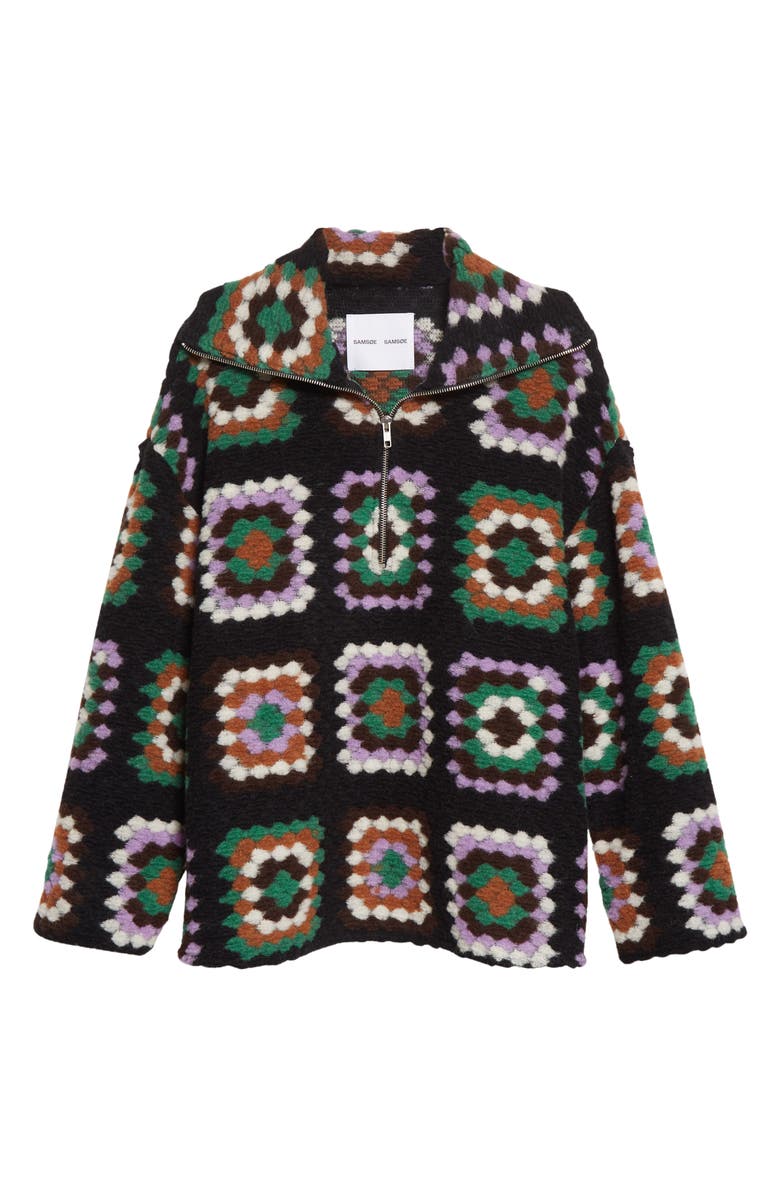 Samsøe Samsøe Tess Crochet Wool Blend Half-Zip Pullover, Alternate, color,