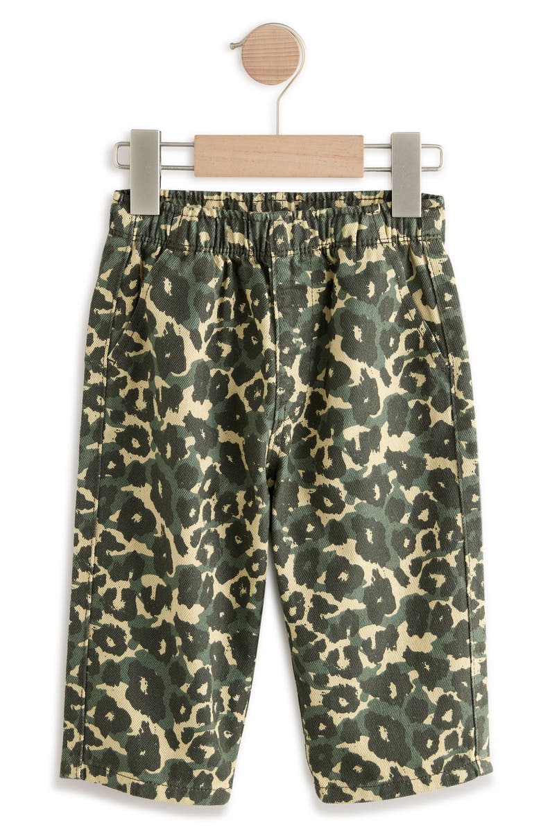 NEXT Kids' Leopard Print Wide Leg Jeans, Main, color, Green