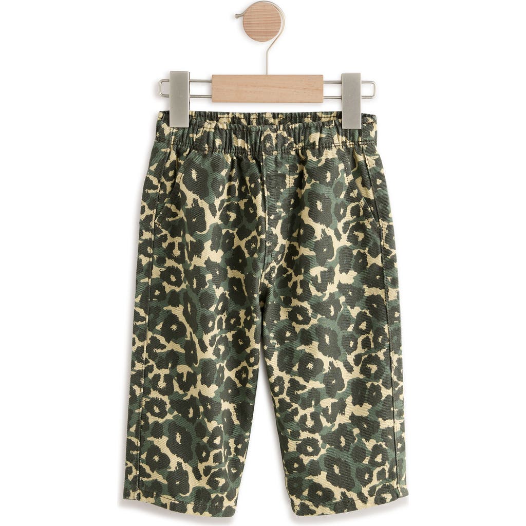 Next Kids' Leopard Print Wide Leg Jeans In Green