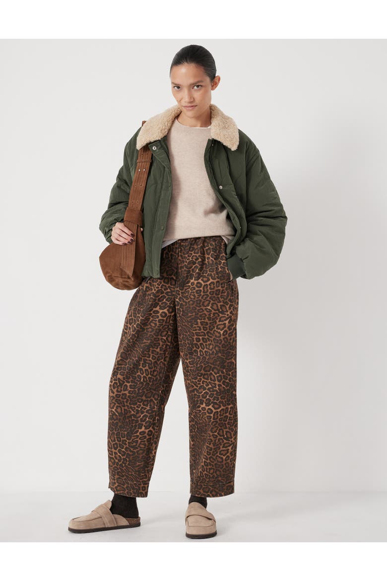 Jack Barrel Leg Pull On Cotton Pants, Alternate, color, Brown Leopard Print