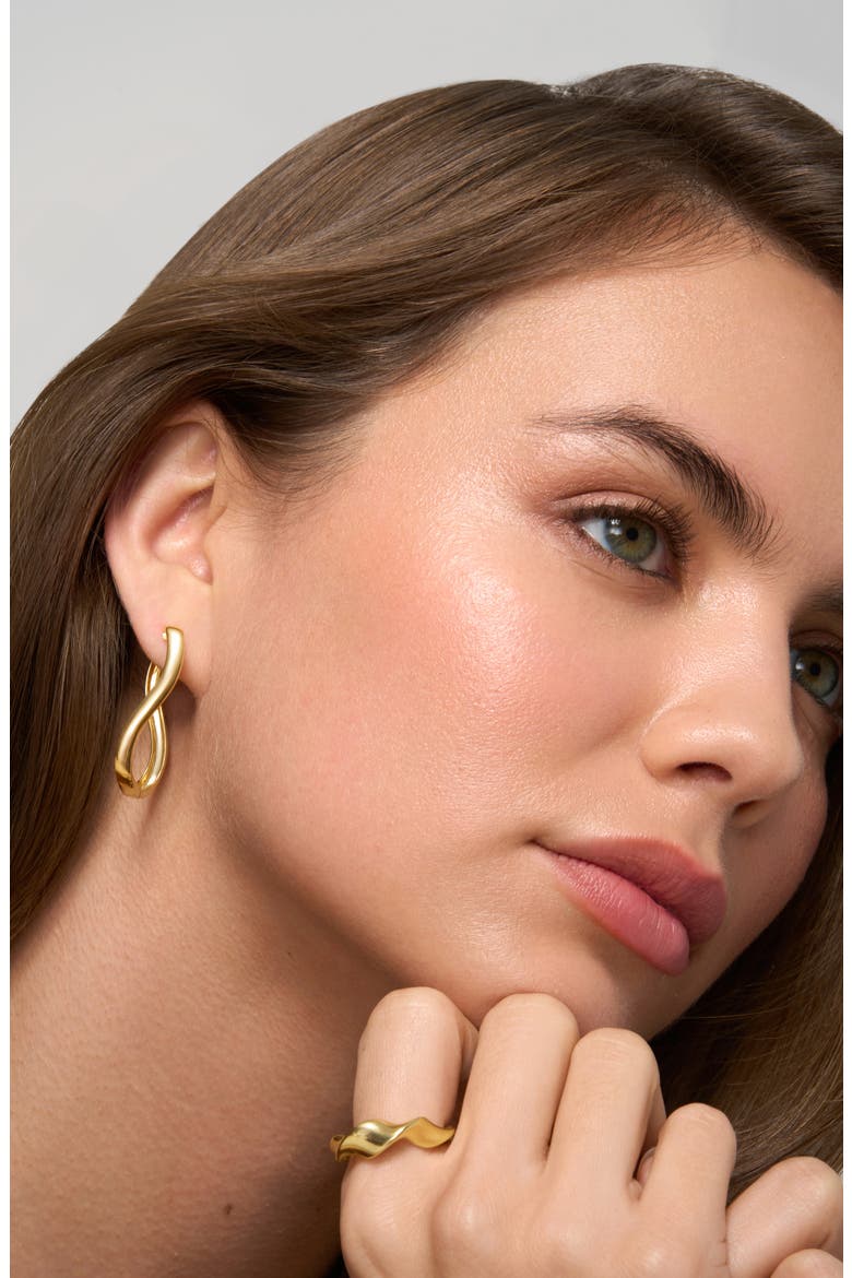 14K Gold Twist Hoop Earrings, Alternate, color, 14K YELLOW GOLD