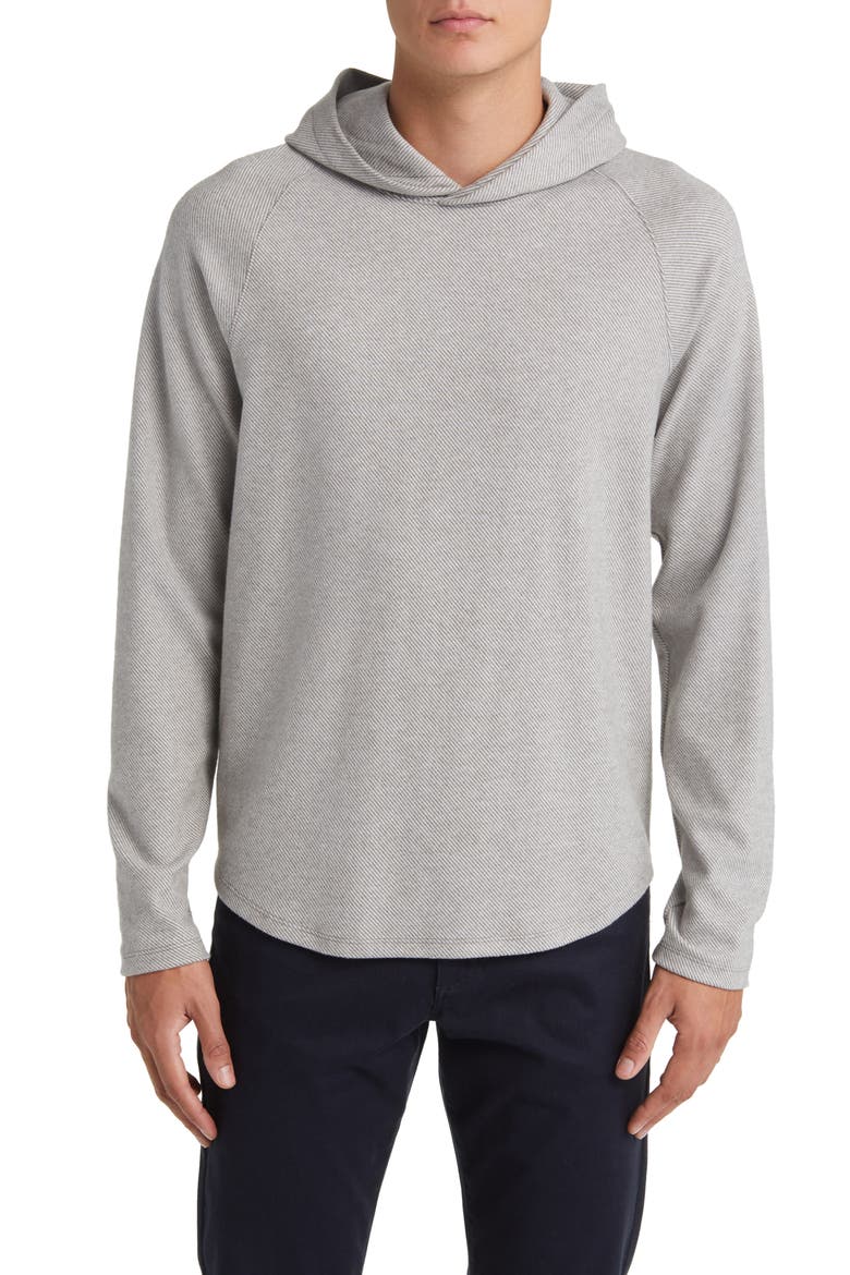 Broken Twill Hoodie, Main, color, HEATHER GREY/ OFF WHITE