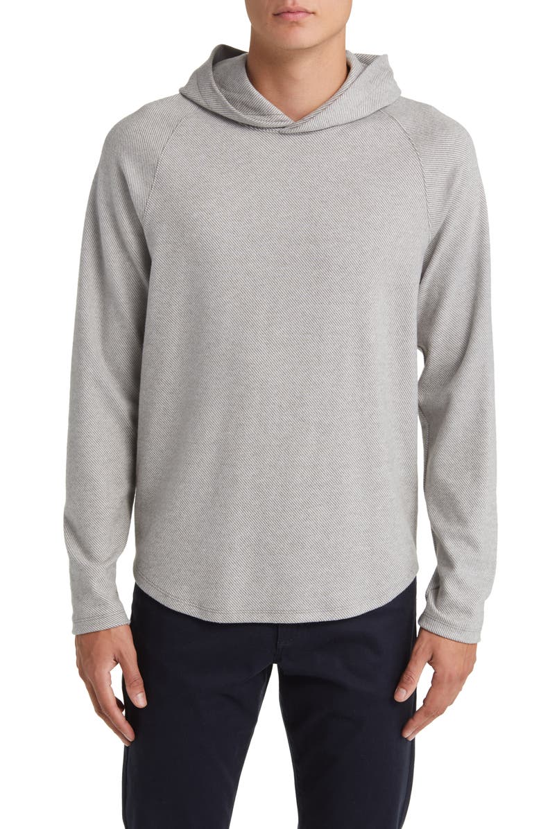 Vince Broken Twill Hoodie, Main, color, Heather Grey/ Off White