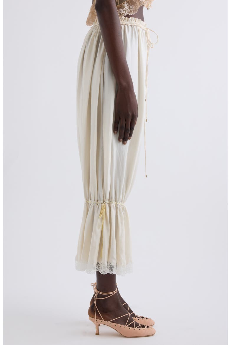 Lace Trim Silk Crop Pants, Alternate, color, COCONUT MILK