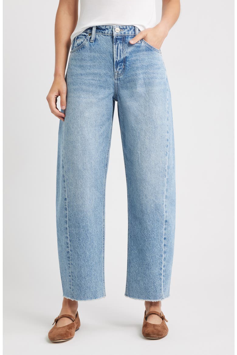 Raw Hem High Waist Ankle Barrel Leg Jeans, Main, color, VINTAGE WHISKER