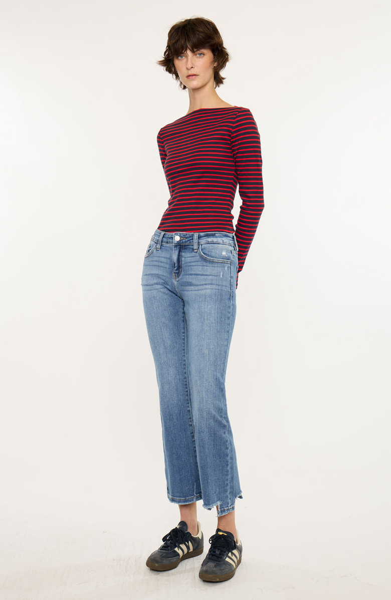 KanCan Savanna Essentials Mid Rise Cropped Flare Jeans, Alternate, color, Medium Wash