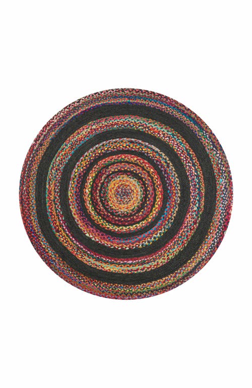 JONATHAN Y Abyss Braided Bohemian Coastal Round Jute Round Area Rug in Red/multi  product