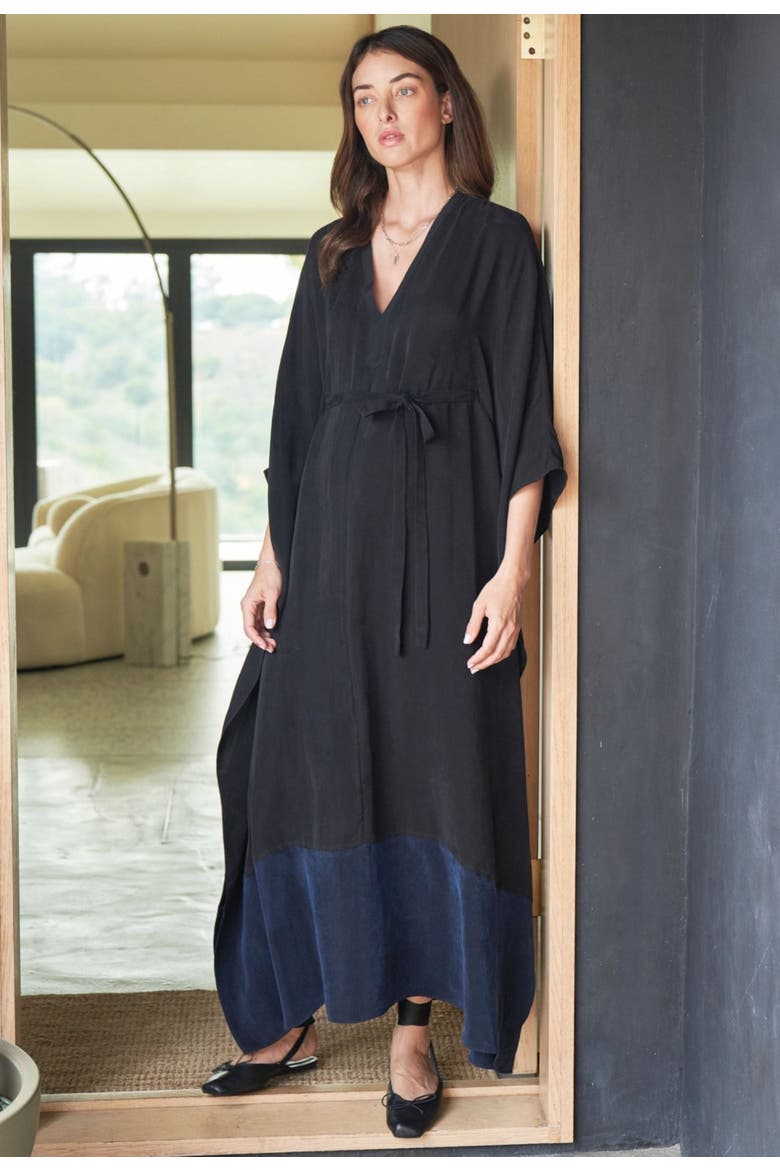 Belted Caftan, Alternate, color, Black & Navy