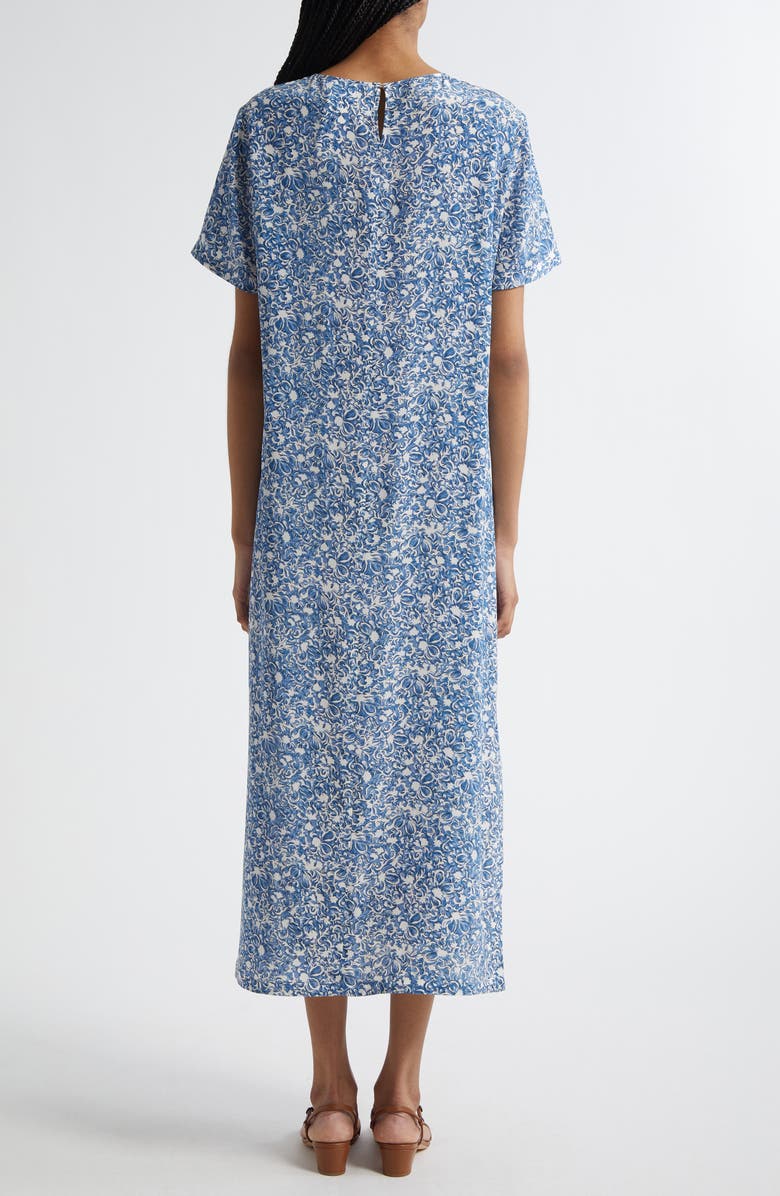 Weekend Max Mara Guidy Floral Short Sleeve Silk Dress, Alternate, color, Cornflower Blue