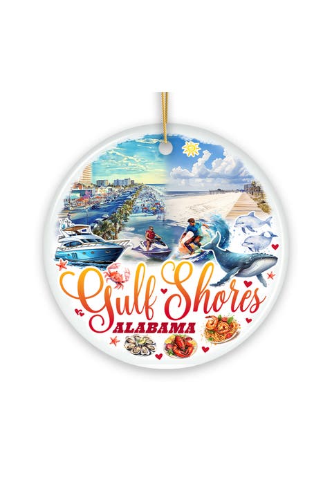 Gulf Shores Alabama Coastal Round Ceramic Ornament