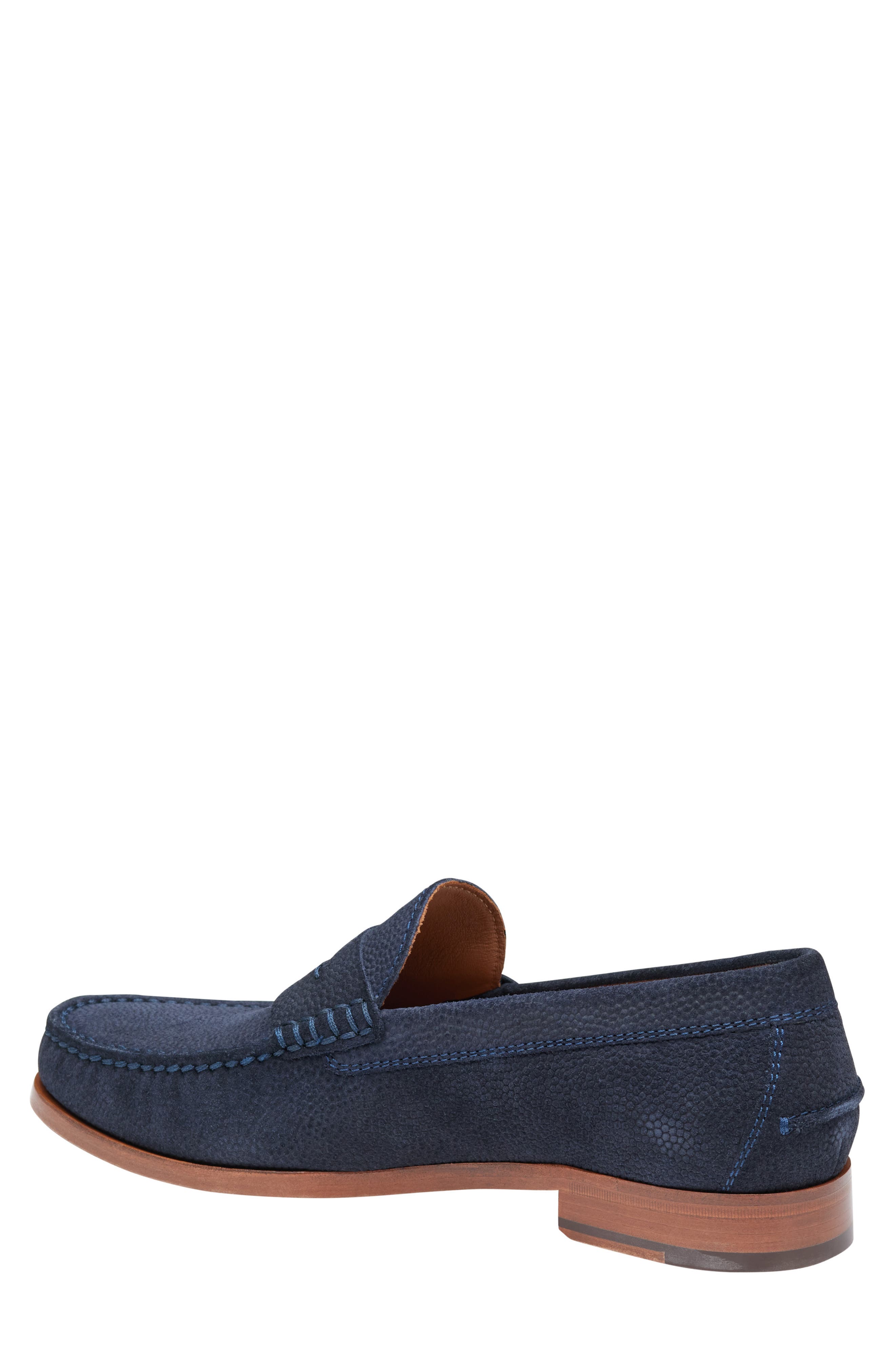 Johnston & Murphy Baldwin Penny Loafer, Alternate, color, Navy English Suede