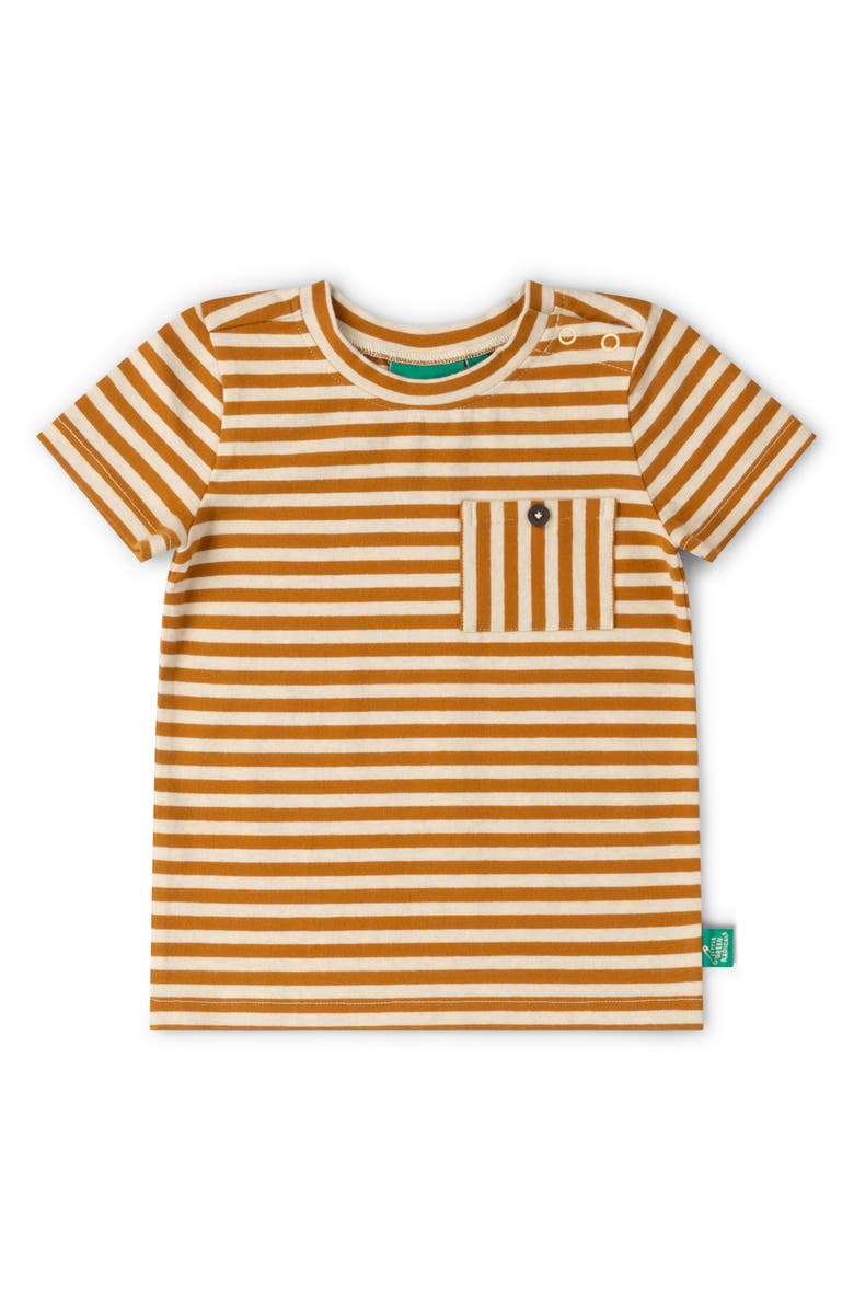 Little Green Radicals Kids' Stripe Organic Cotton Pocket T-Shirt, Main, color, Gold