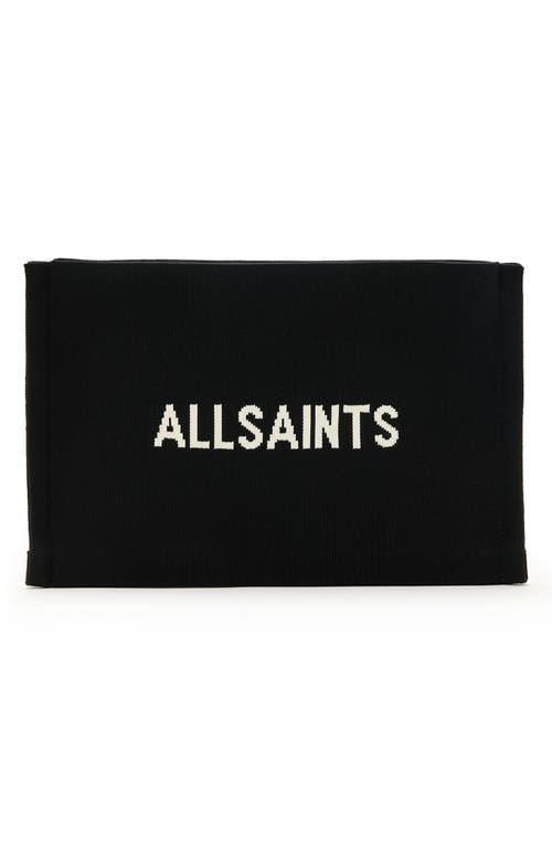 Shop Allsaints Izzy Logo Jacquard Recycled Polyester Clutch In Black