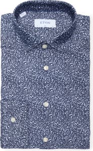 Eton Slim Fit Paisley 4Flex Fit Stretch Jersey Dress Shirt