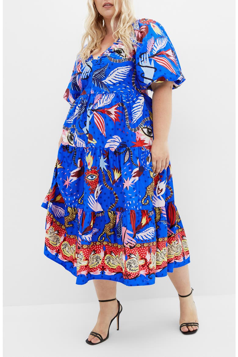 Capria Print Cotton Midi Dress, Main, color, CALISTA