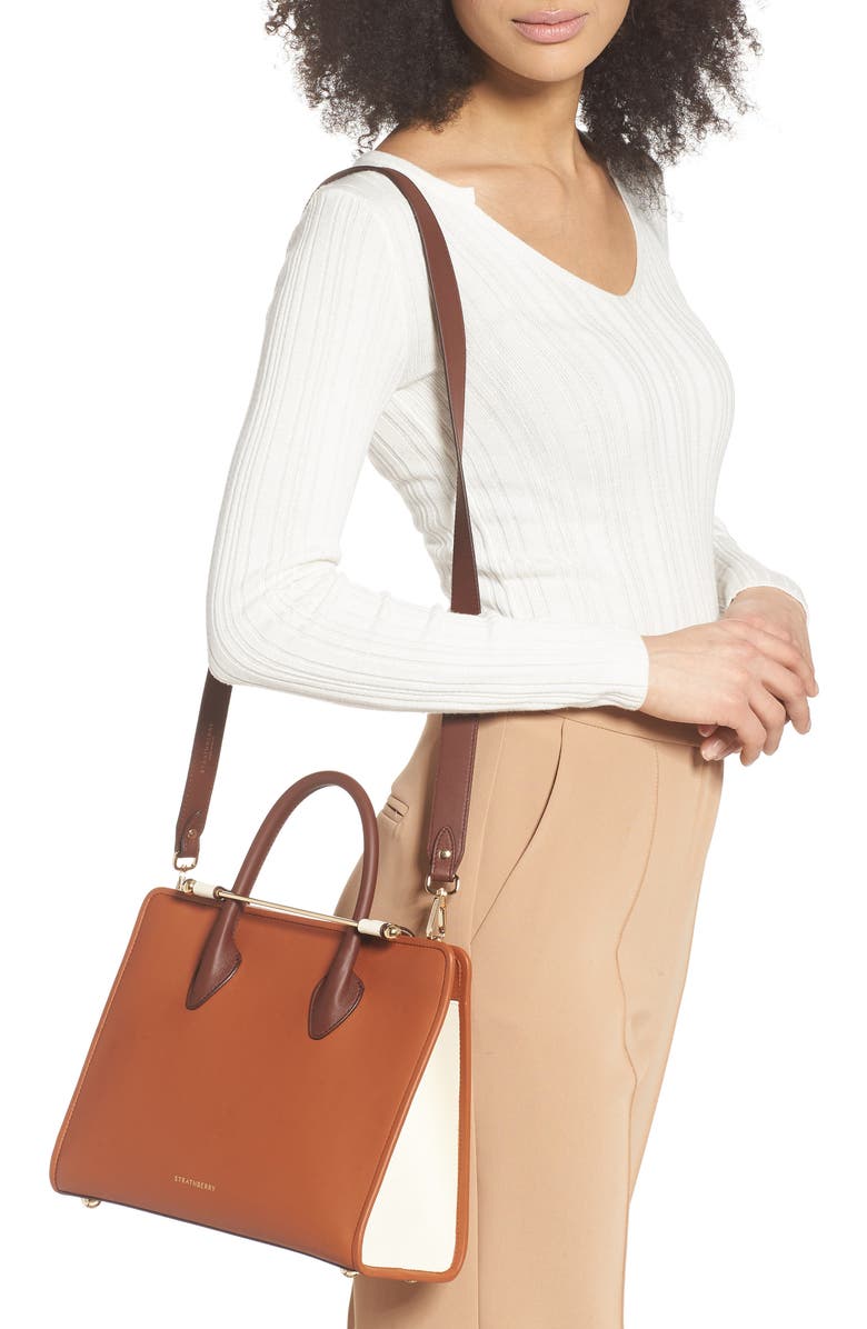 Strathberry Tricolor Midi Leather Tote, Alternate, color,