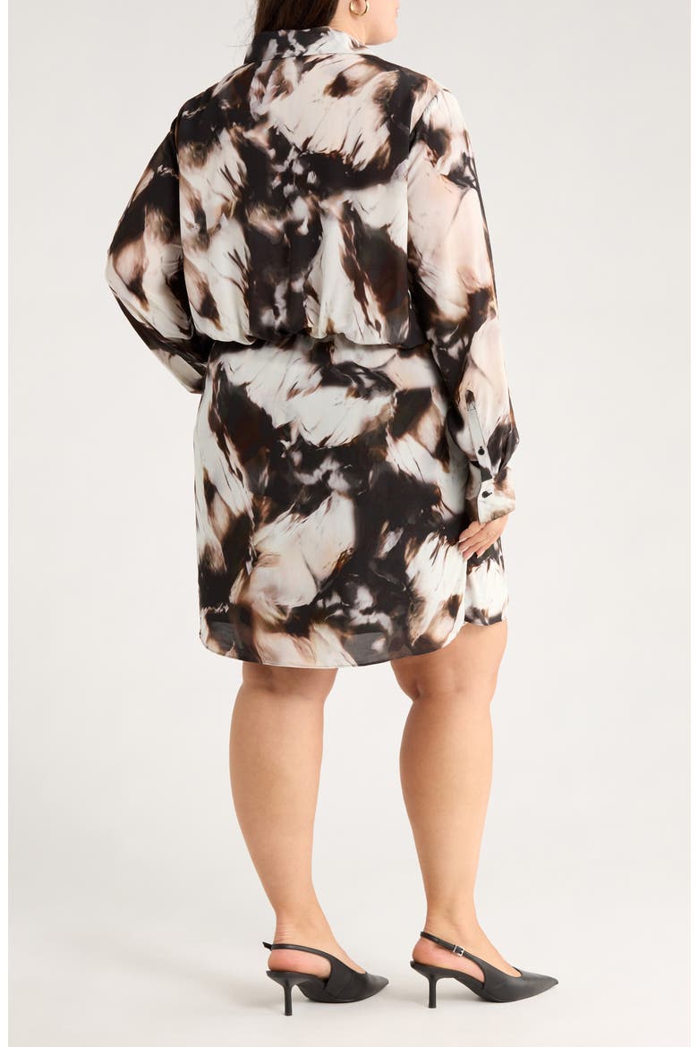 Long Sleeve Faux Wrap Dress, Alternate, color, BLACK- IVORY CELESTE ABSTRACT