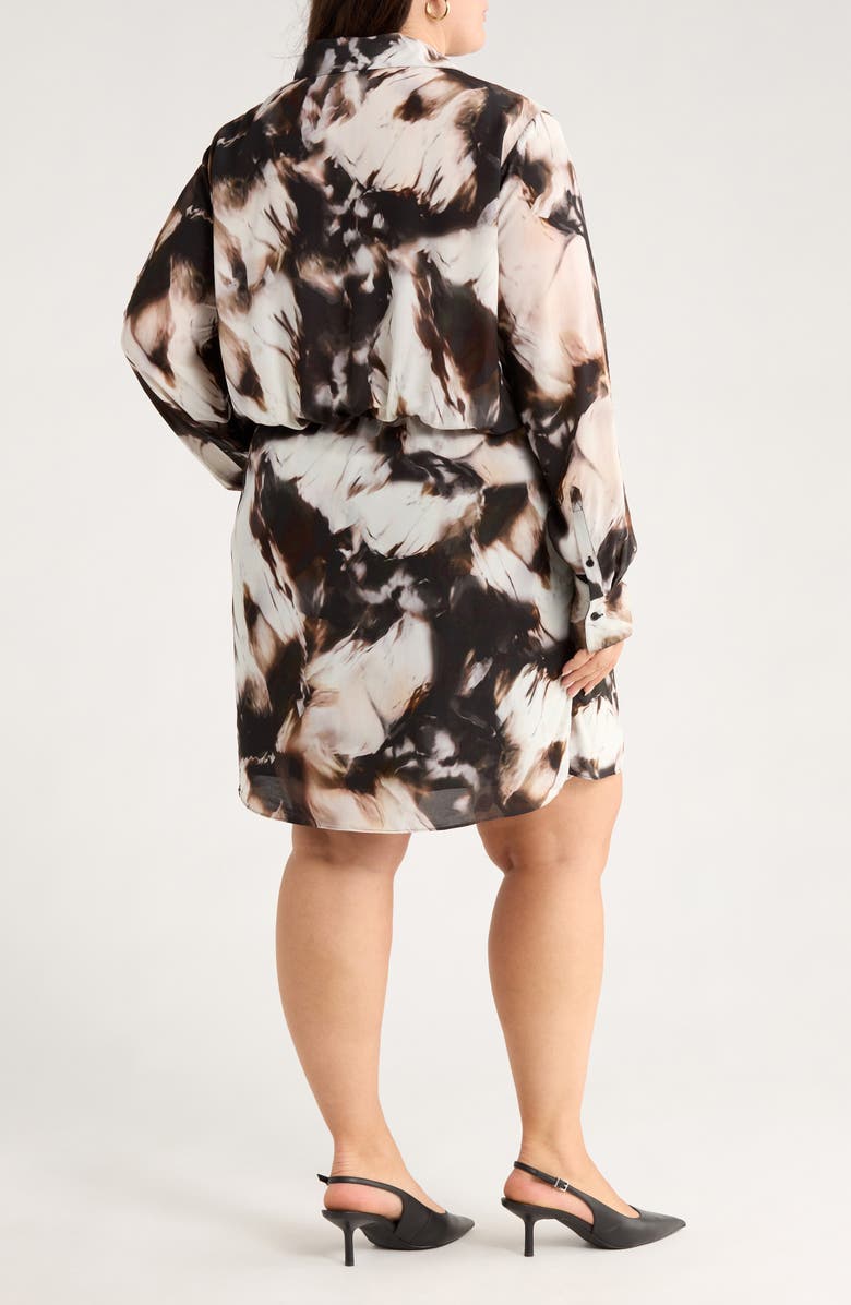 Nordstrom Long Sleeve Faux Wrap Dress, Alternate, color, Black- Ivory Celeste Abstract