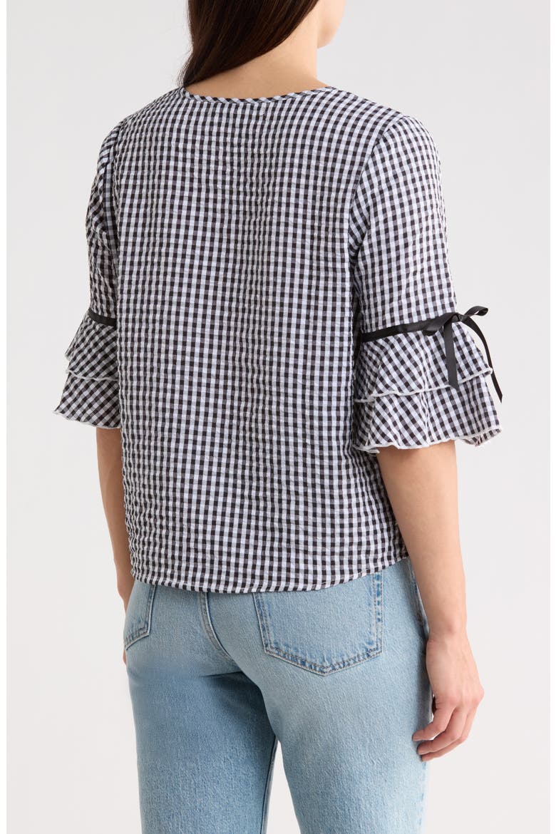 Seersucker Top, Alternate, color, BLACK/ WHITE
