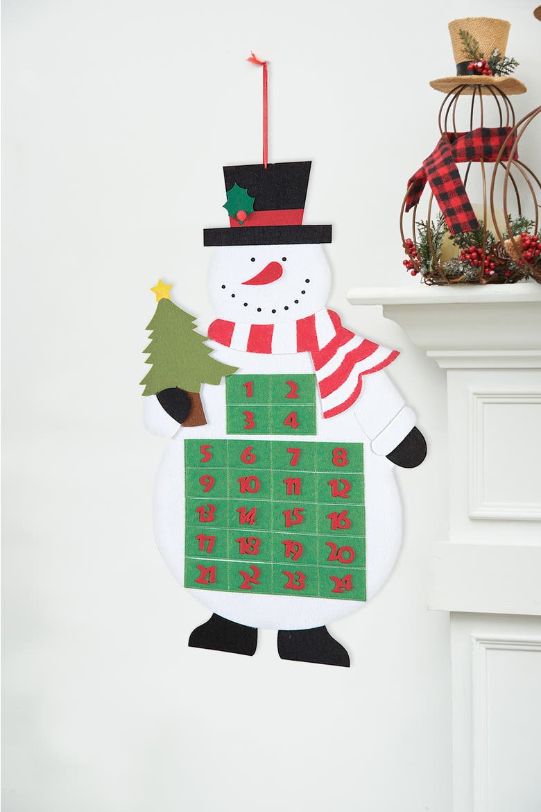 Snowman with Tree Christmas Countdown Calendar, Alternate, color, White