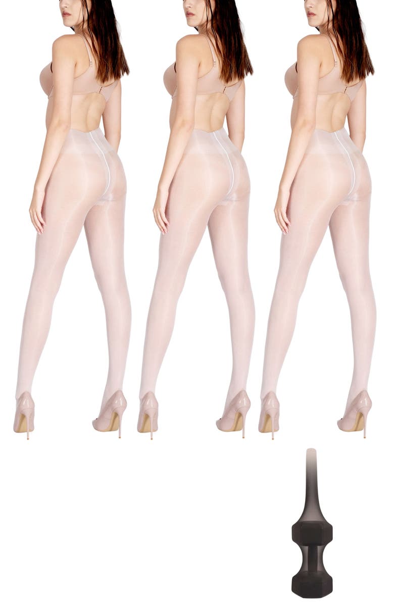 LECHERY<sup>®</sup> 3-Pack Glossy Colored Fashion Sheer Tights for Women, Main, color, White