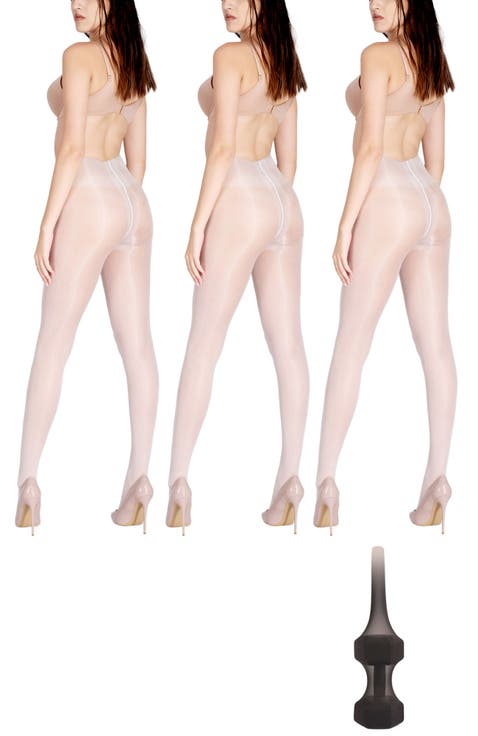 3-Pack ​Glossy Colored Fashion ​Sheer Tights for Women