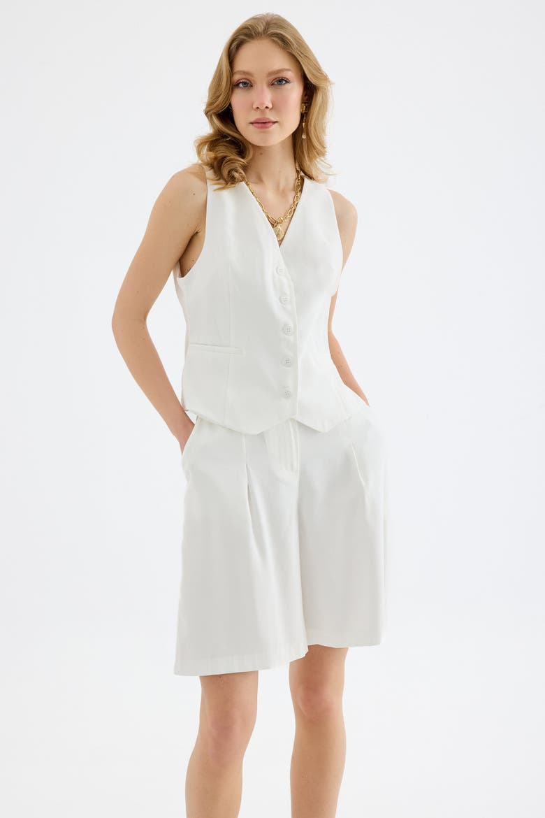 Corinne Tailored Peplum Vest, Alternate, color, White