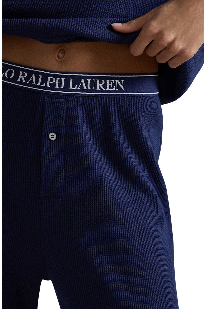 Stretch Cotton Blend Thermal Pajamas, Alternate, color, NAVY