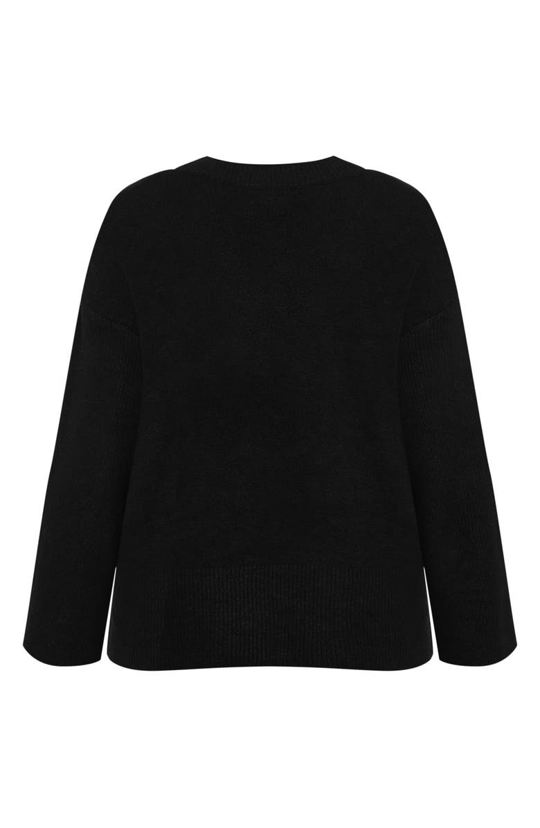 City Chic Dorothy Button Cuff Sweater, Alternate, color, Black