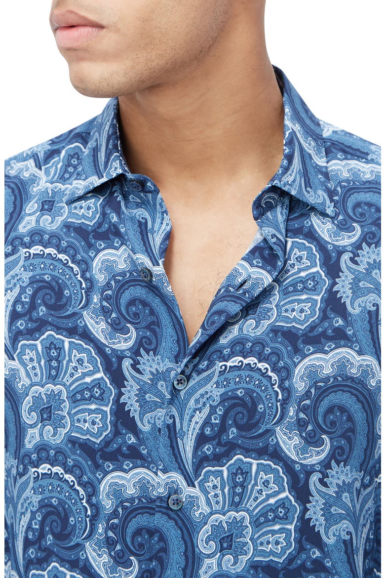 Julian Paisley EcoVero™ Viscose Button-Up Shirt, Alternate, color, NAVY