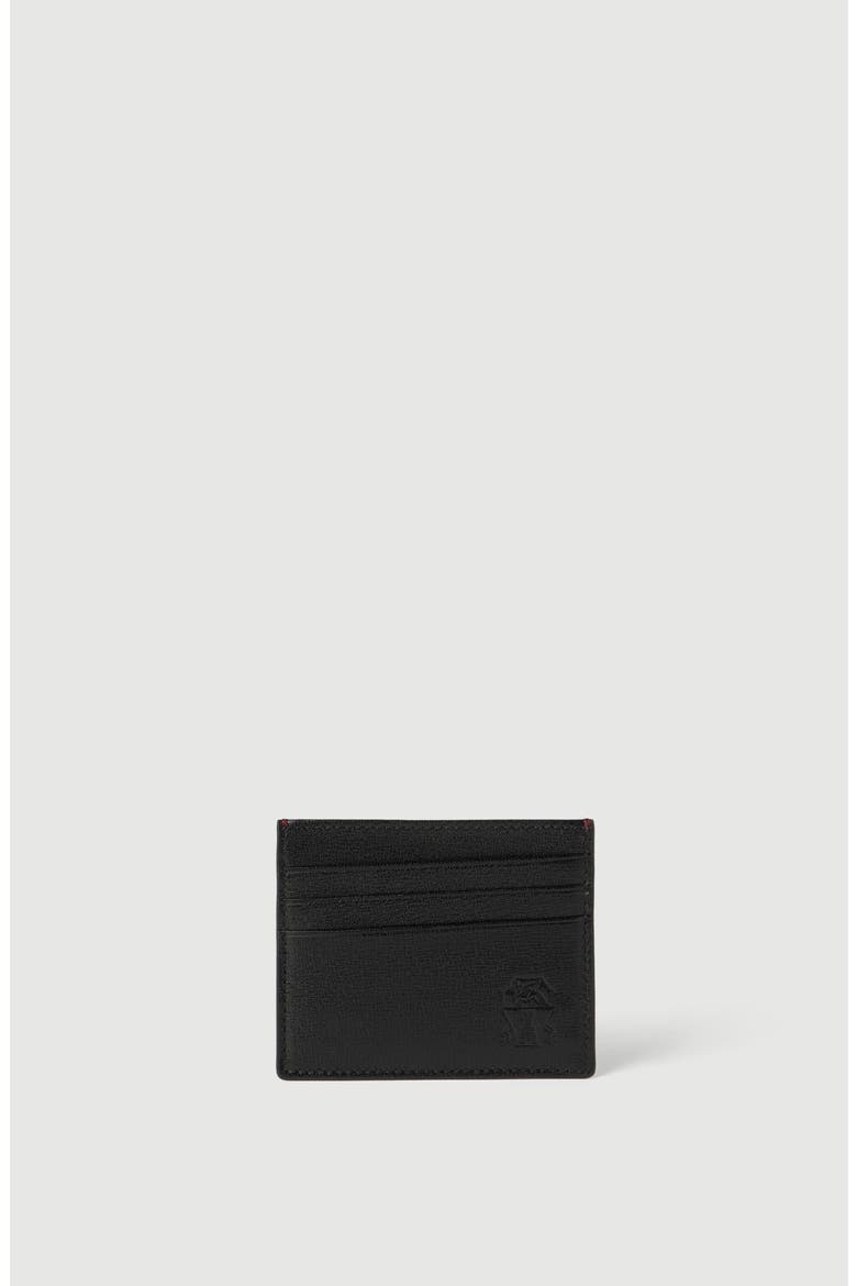 Brushed leather card holder, Main, color, Black