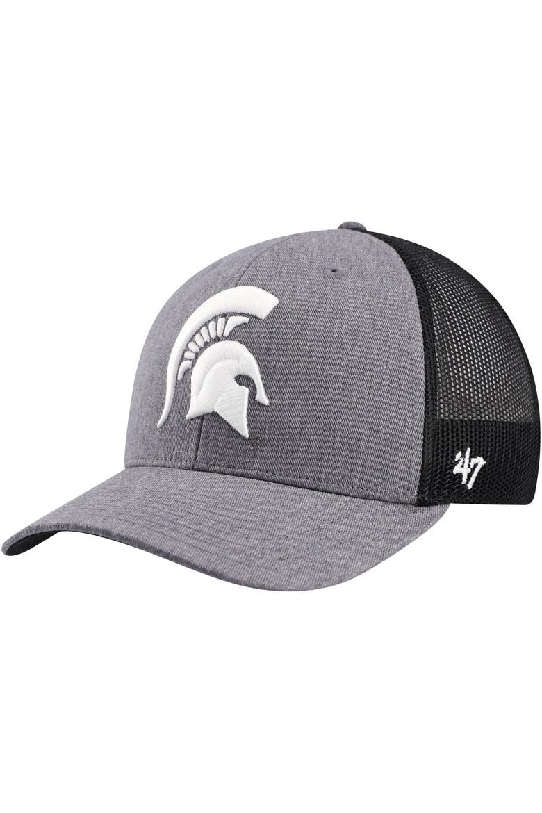 Men's '47 Charcoal Michigan State Spartans Carbon Trucker Adjustable Hat, Main, color, Charcoal