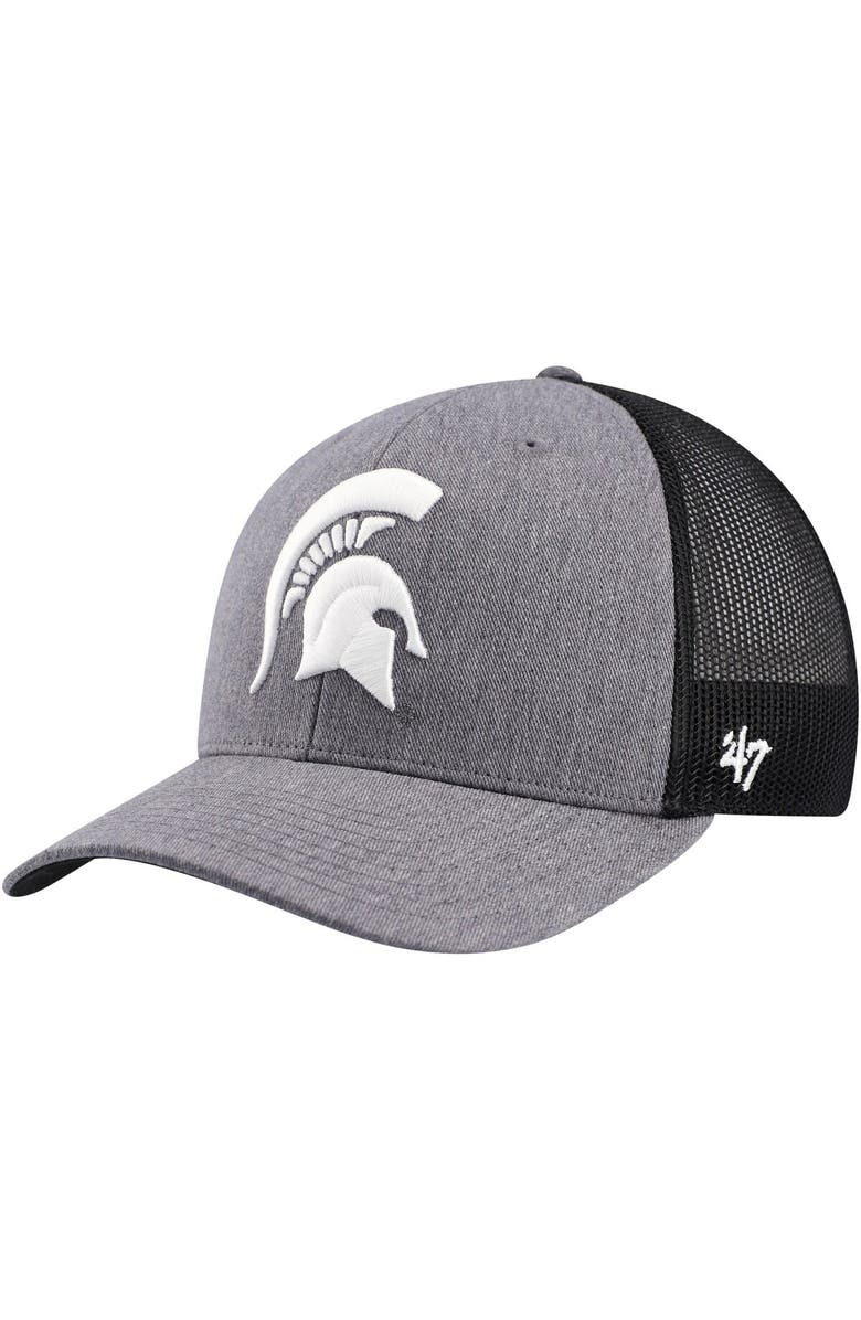 '47 Men's '47 Charcoal Michigan State Spartans Carbon Trucker Adjustable Hat, Main, color,