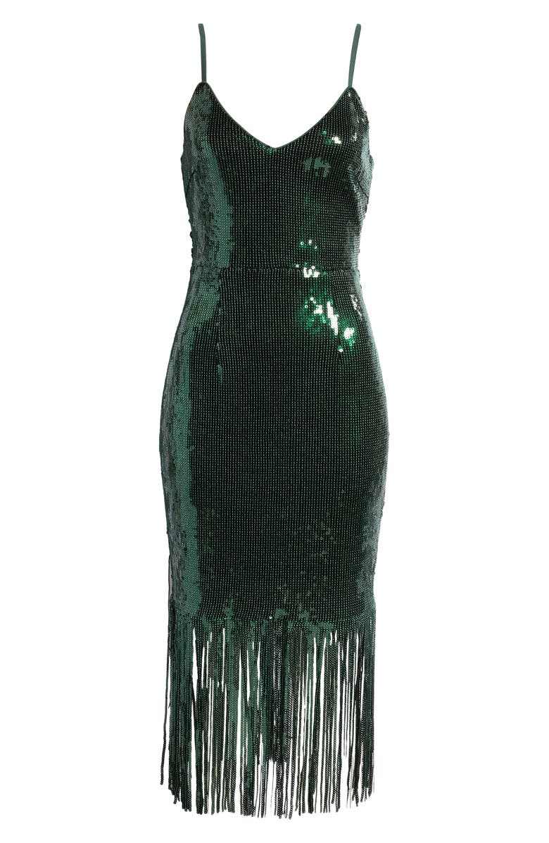 Lulus Anjou Sequin Fringe Sleeveless Midi Dress, Alternate, color,