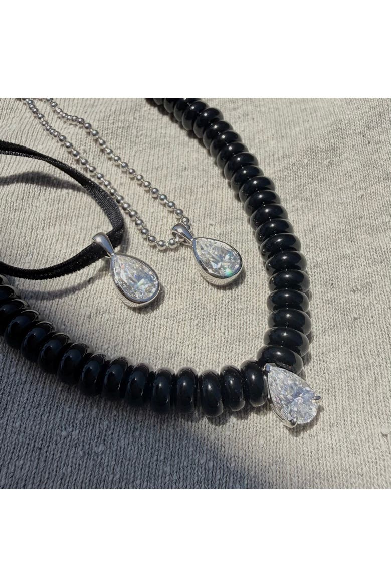 The Sloane Black Agate And Moissanite Necklace, Alternate, color, Black