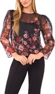 Ted Baker Floral Long Sleeve Organza Top