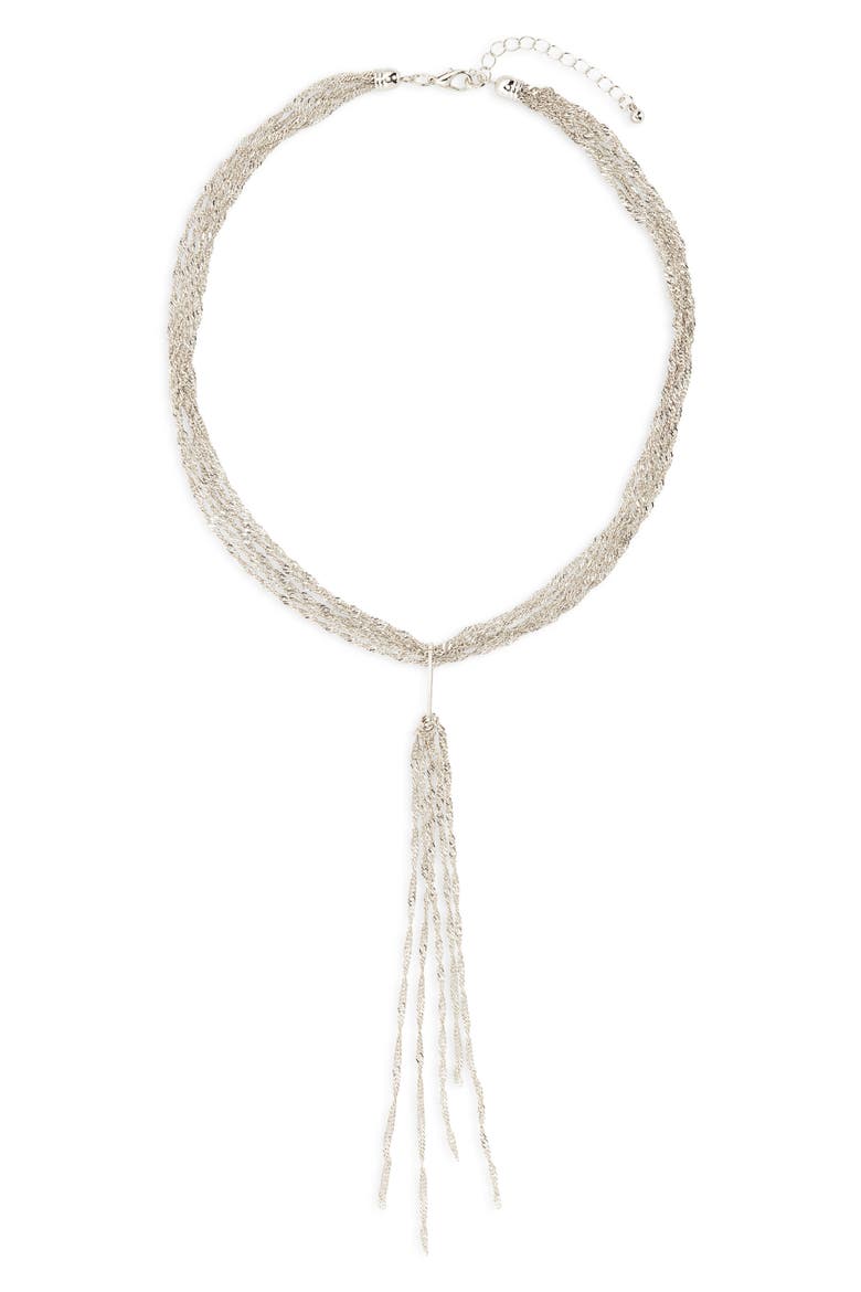 Rope Lariat Necklace, Main, color, SILVER