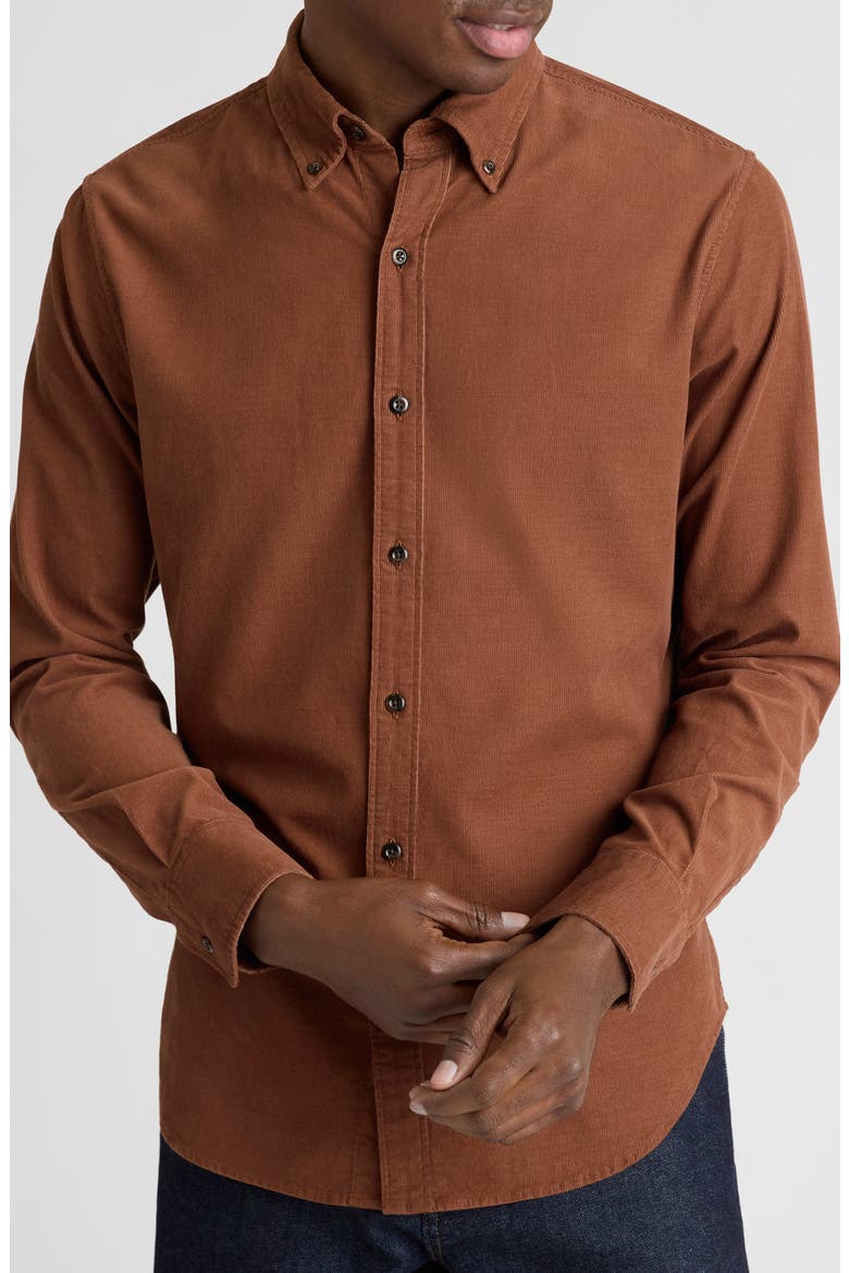 Cotton Corduroy Button-Down Shirt, Main, color, TORTOISE SHELL - 19-1241 TCX