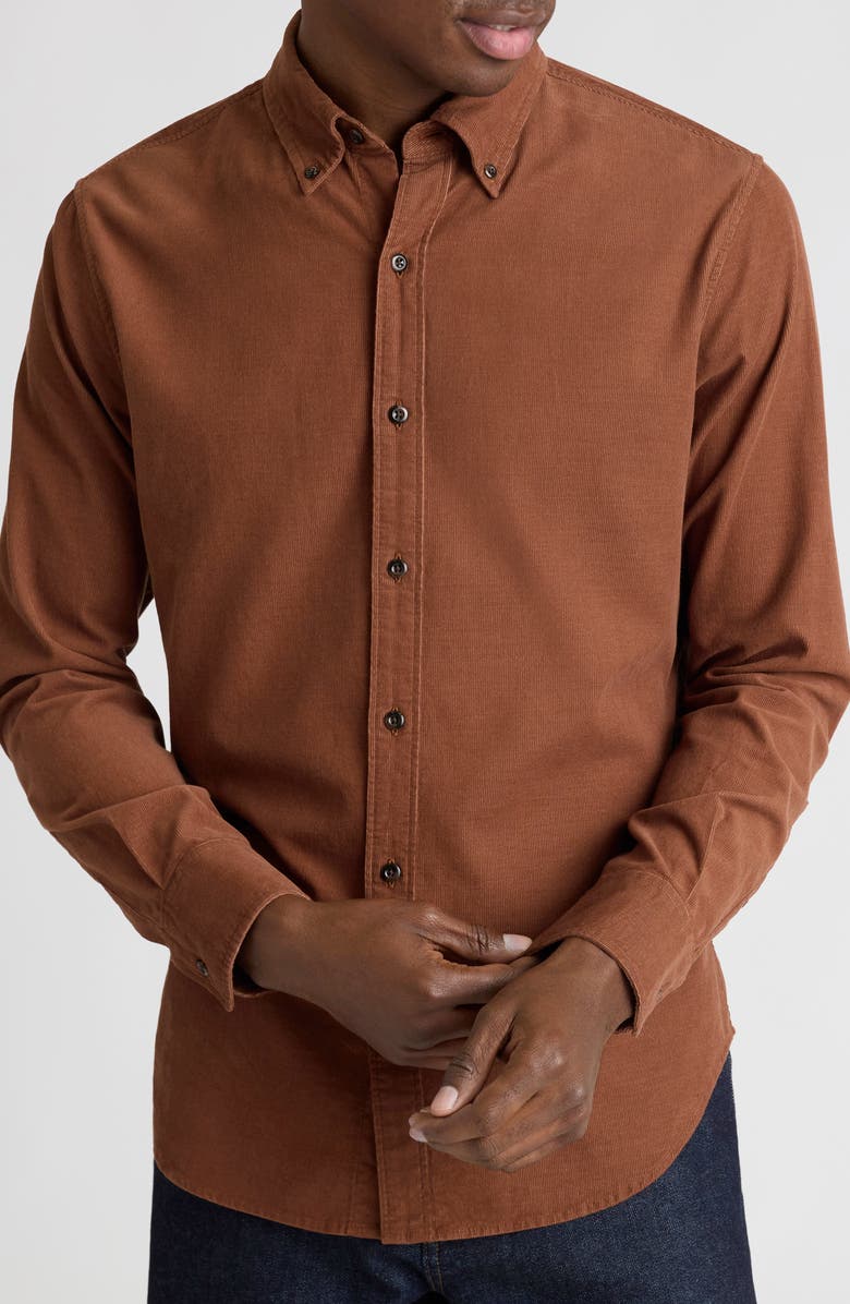 Bonobos Cotton Corduroy Button-Down Shirt, Main, color, Tortoise Shell - 19-1241 Tcx