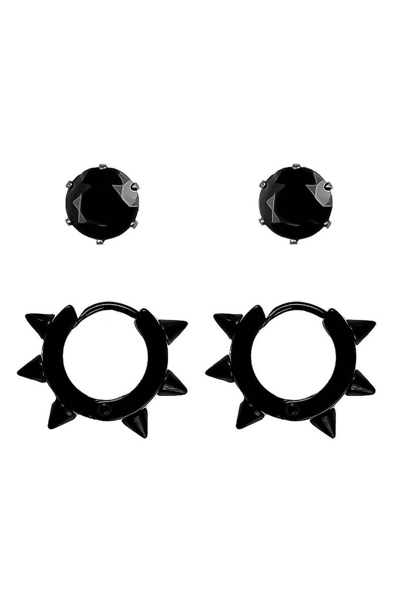 AMERICAN EXCHANGE Metal Black Earring Set - Set of 2, Main, color, 