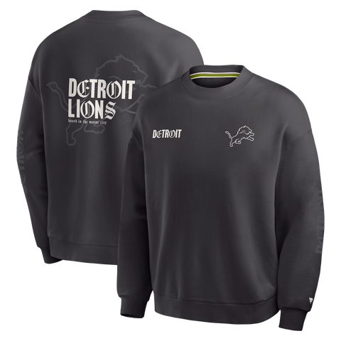 Men's Fanatics Charcoal Detroit Lions Oversized Type Play Multi Sweatshirt