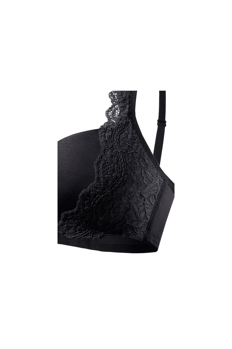 Lace Detail Seamless T-Shirt Bra, Alternate, color, Black
