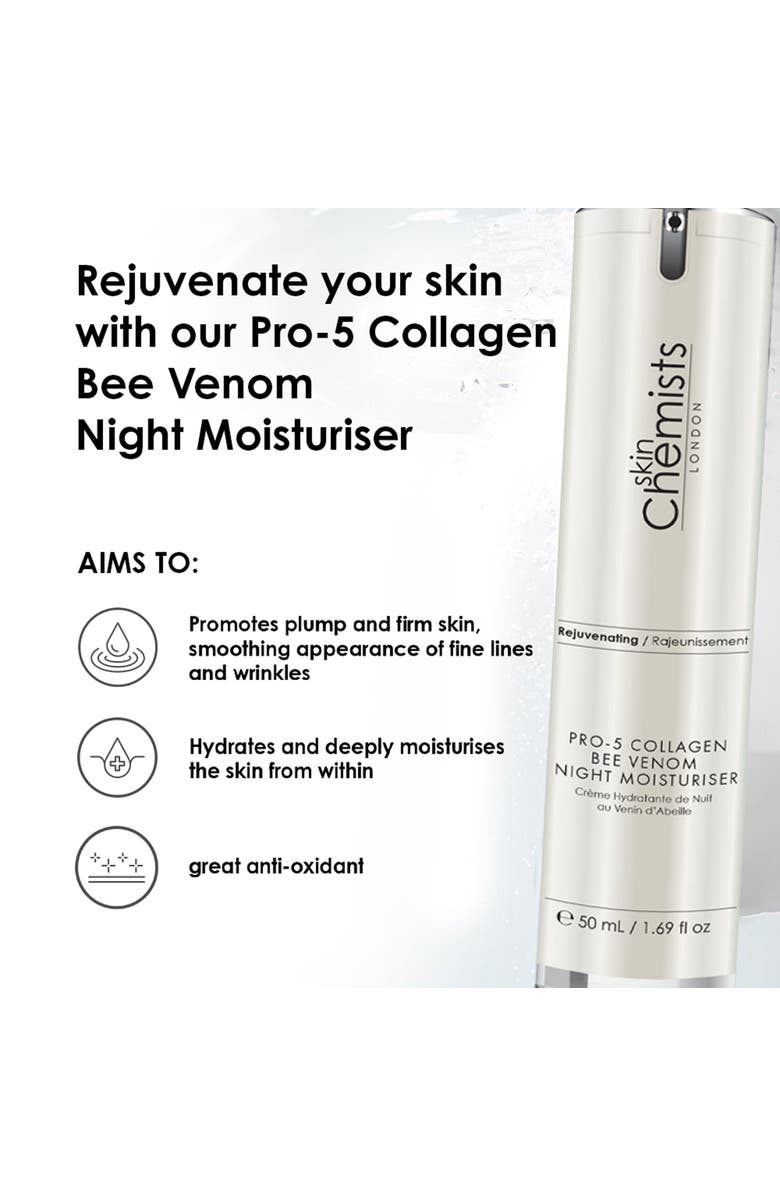 SKINCHEMISTS Pro-5 Collagen Bee Venom Night Moisturiser 50ml x 3 Trio Set, Alternate, color, White