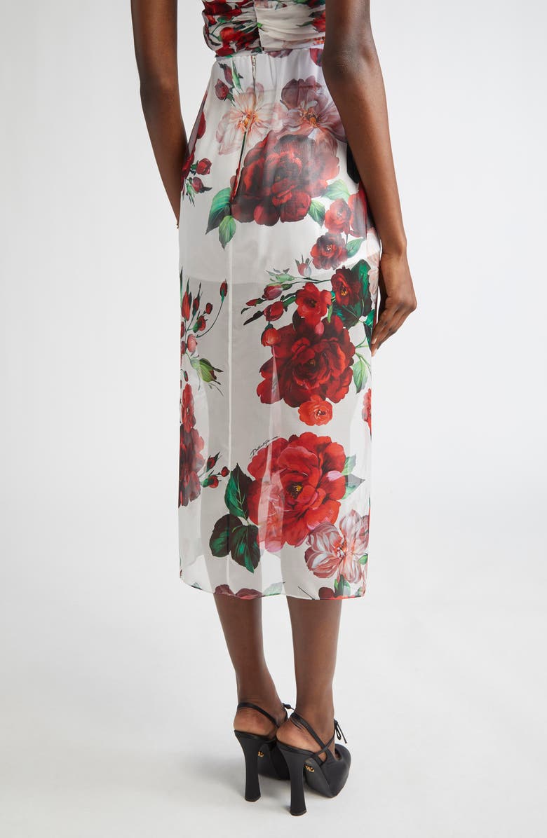 Dolce&Gabbana Floral Print Silk Chiffon Skirt, Alternate, color, Ha5pd B.rose Antiche F.bco