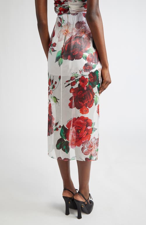 Dolce & Gabbana Multicolor Skirt With All-over Floral Motif In Silk Woman In Ha5pd B.rose Antiche F.bco